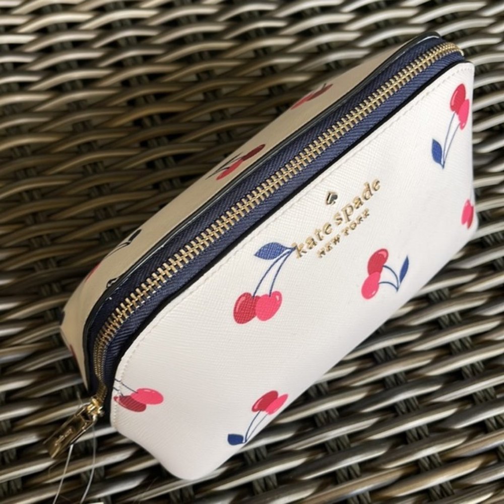 Kate Spade Dancing Cherrie Small Cosmetic Case Cream Multi - Picture 10 of 15